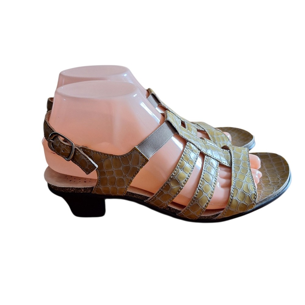 SAS Allegro Mustard Yellow Leather Slingback‎ Sandal Heels Size 8.5N Comfort